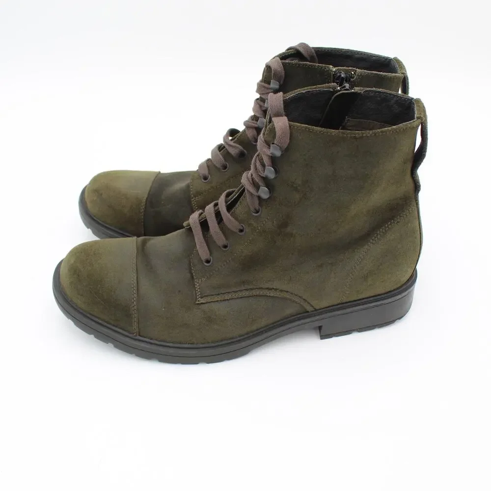 Camper Boots 44 Mens 10.5 Green Suede Work Combat Lace Up Zip Grunge Outdoor